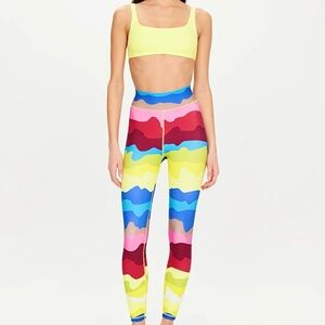NWT The Upside SET Astro Rory Bra and Printed Leggings in Multicolor / Citrus
